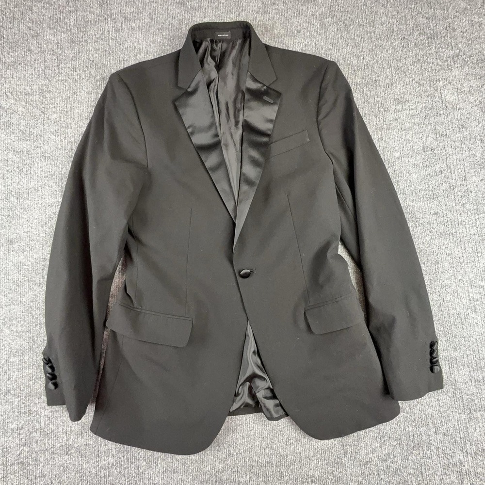 J. Ferrar Tuxedo Suit Jacket Mens 38R Black Slim Fit One Button Stretch Formal